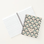Carnet Ajouter votre initiale | Motif géométrique Turquoi (Intérieur)