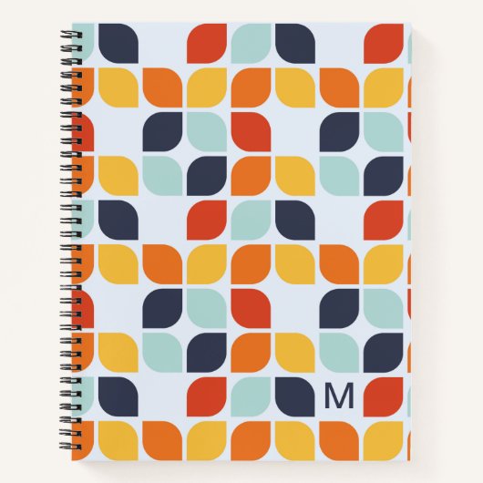 Carnet Ajouter votre initiale | Motif géométrique Vintage (Devant)