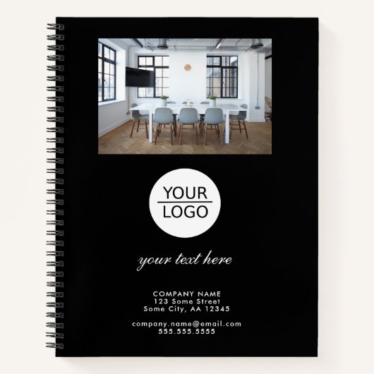 Carnet Ajouter votre logo Texte personnalisé Photo promot (Devant)