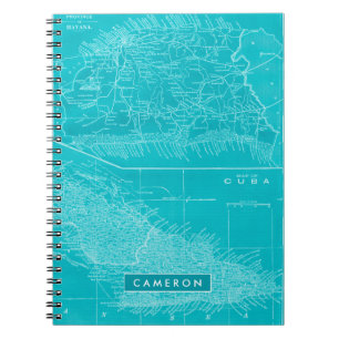Carnet Ajouter votre nom Carte Bleu Cuba