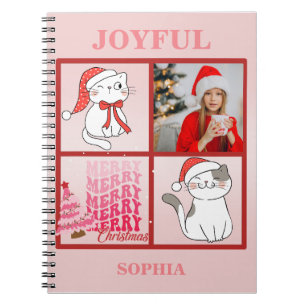 Carnet Ajouter Votre Photo - Jote Père Noël Chat Rose Noë