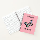 Carnet Ajouter votre texte | Beau papillon rose (Intérieur)