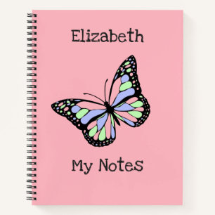 Carnet Ajouter votre texte Beau papillon rose