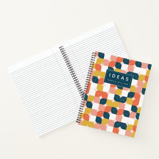 Carnet Ajoutez votre nom | Bauhaus Retro Motif géométriqu (Intérieur)