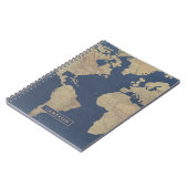 Carnet Ajoutez votre nom | Carte du monde or et bleu (Côté gauche)