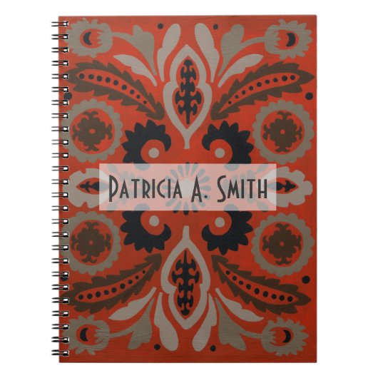 Carnet Ajoutez votre nom | Cinnabar Suzani II (Devant)