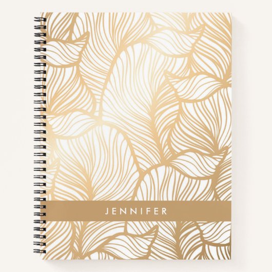Carnet Ajoutez votre nom | Damask Gold Floral Pattern (Devant)