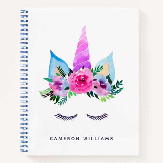 Carnet Ajoutez votre nom | Face de licorne magique mignon (Devant)