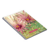 Carnet Ajoutez votre nom | Fleurs roses de cactus (Côté Droit)