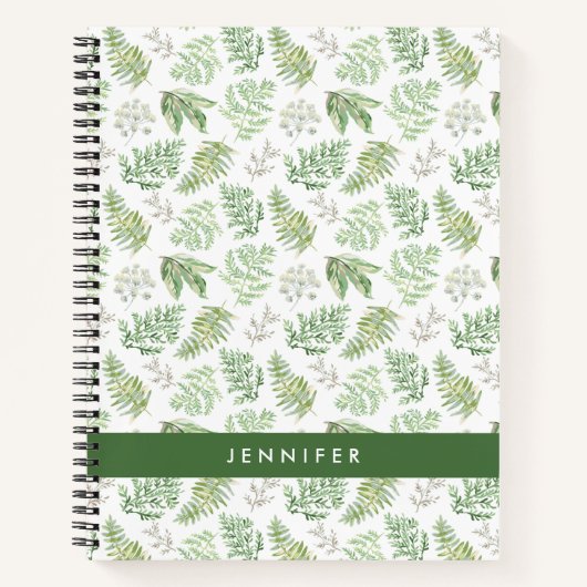 Carnet Ajoutez votre nom | Forest Greenery Motif (Devant)