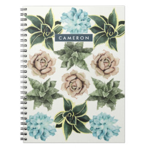 Carnet Ajoutez votre nom   Ligne de succulents