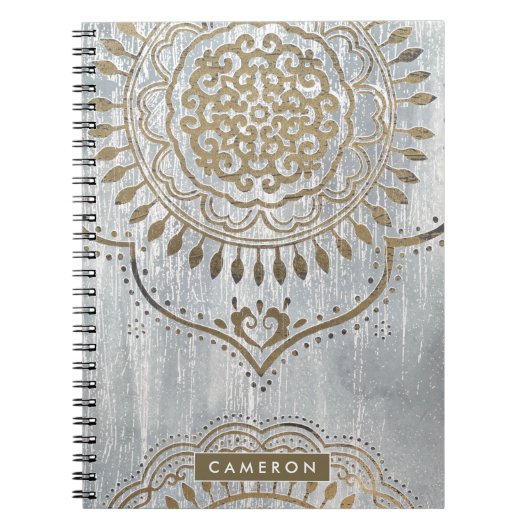 Carnet Ajoutez votre nom | Mandala Gold Design (Devant)