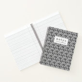 Carnet Ajoutez votre nom | Motif Chevron à main noire (Intérieur)