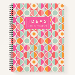 Carnet Ajoutez votre nom   Motif circulaire rose chaud
