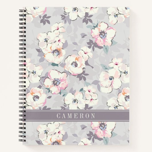 Carnet Ajoutez votre nom | Motif d'aquarelle rose doux (Devant)