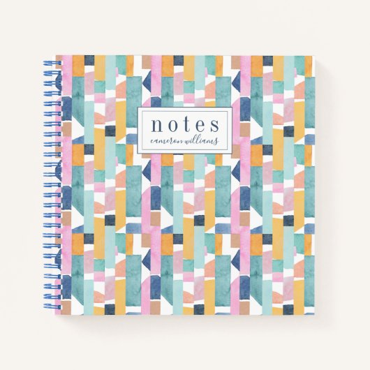 Carnet Ajoutez votre nom | Motif de forme d'aquarelle Abs (Devant)