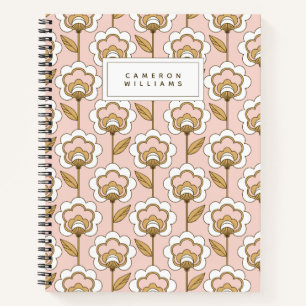 Carnet Ajoutez votre nom   Motif Floral moderne du milieu