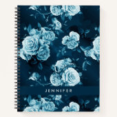 Carnet Ajoutez votre nom | Motif Rose bleu classique (Devant)