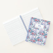 Carnet Ajoutez votre nom | Motif Rose rose et bleu (Intérieur)