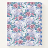 Carnet Ajoutez votre nom | Motif Rose rose et bleu (Dos)