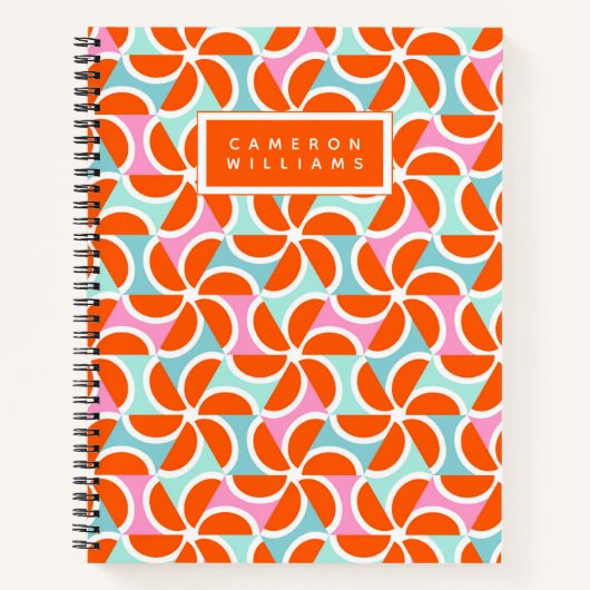 Carnet Ajoutez votre nom | Retro Orange Wedge Motif (Devant)
