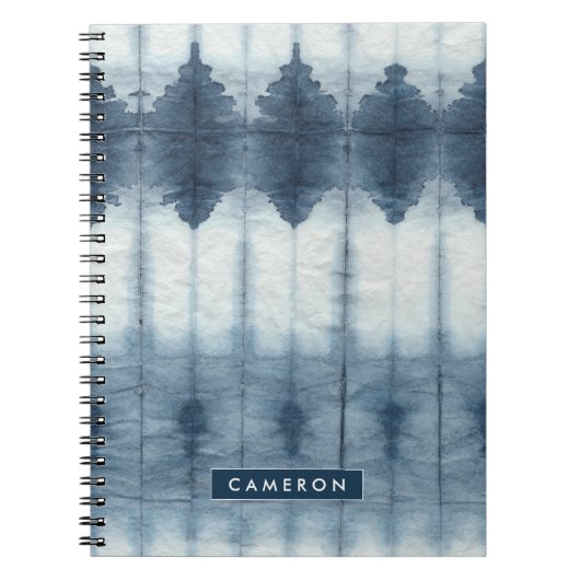 Carnet Ajoutez votre nom | Shibori Indigio Print (Devant)