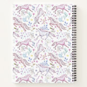 Carnet Ajoutez votre nom | Unicorne d'aquarelle florale (Dos)