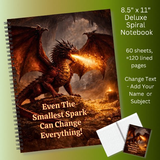Carnet Ajoutez Votre Texte Nom Dragon de Feu Dans Son Rep