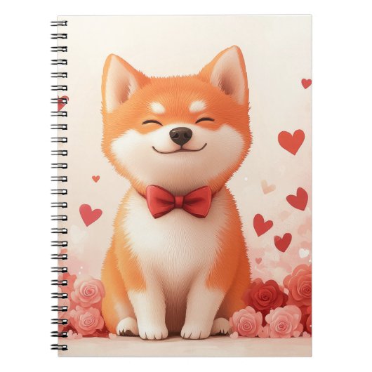 Carnet Akita avec des roses - Saint-Valentin  (Devant)