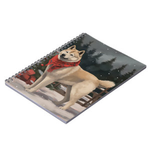Carnet Akita Chien dans Noël de neige