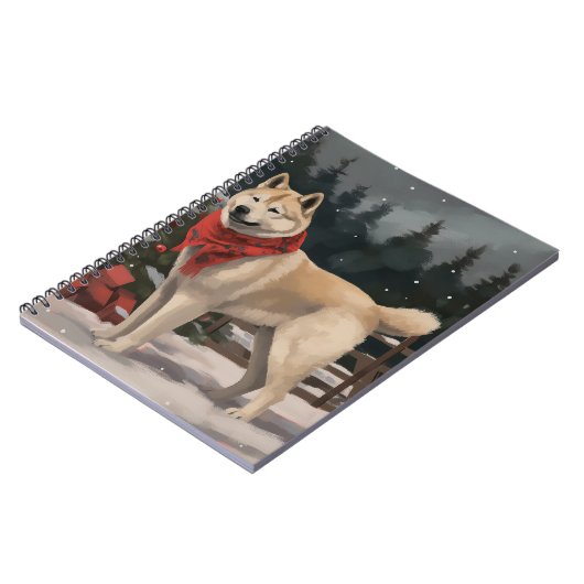 Carnet Akita Chien dans Noël de neige (Côté gauche)