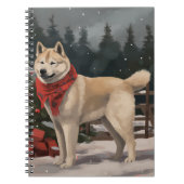 Carnet Akita Chien dans Noël de neige (Devant)