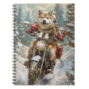 Carnet Akita Chien équitation moto Noël