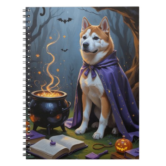 Carnet Akita Chien Whimsical Halloween peinture (Devant)
