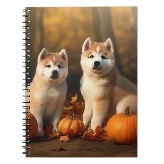 Carnet Akita Puppy Citrouille d'automne (Devant)