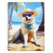 Carnet Akita sur la plage, cadeau d'été pour les amoureux (Devant)