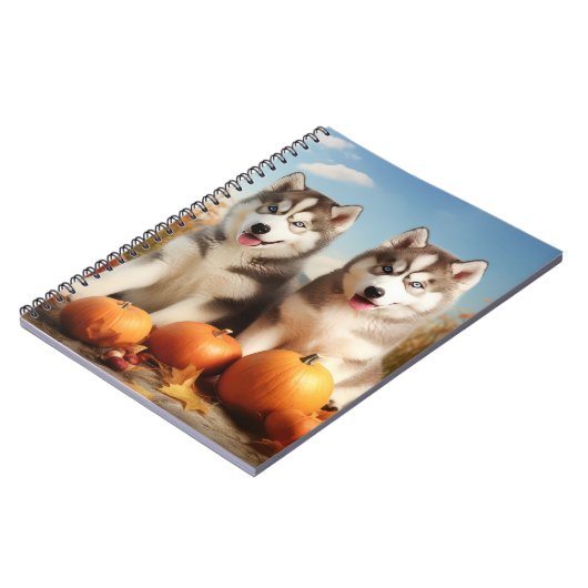 Carnet Alaskan Malamute Chiot Automne Citrouille délice (Côté gauche)