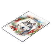 Carnet Alaskan Malamute Festive de la couronne de Noël (Côté gauche)