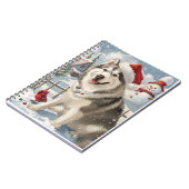 Carnet Alaskien Malamute Chien hiver Merveilles de Noël (Côté gauche)