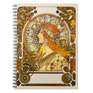 Carnet Alfonse Mucha Zodiaque Art Nouveau Femme
