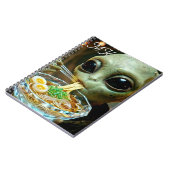 Carnet Alien drôle mangeant des nouilles Ramen Monogrammé (Côté gauche)