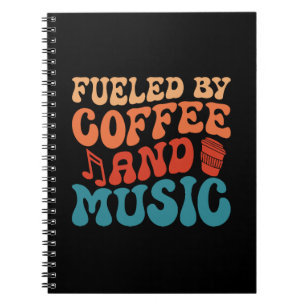 Carnet Alimenté par Café & Musique Retro Typographie Vint