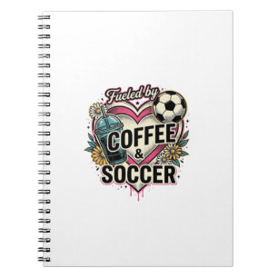 Carnet Alimenté par le café et le football Design de t-sh