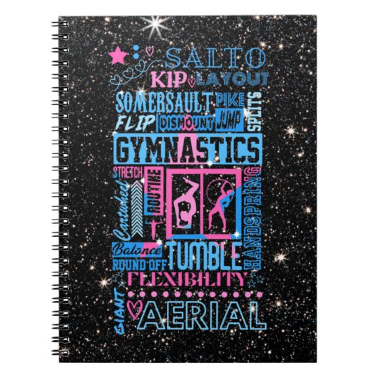 Carnet All About Gymnastics Typography in Pink and Blue   (Devant)