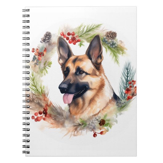 Carnet Allemand Berger Noël Wreath Festive Pup (Devant)