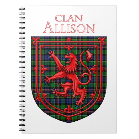 Carnet Allison Tartan Scottish Plaid Lion Rampant (Devant)