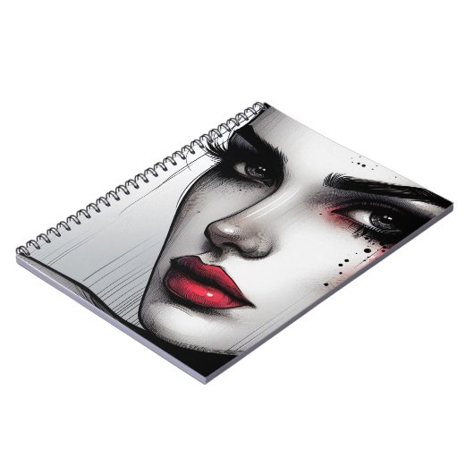 Carnet Allure foncé gothique - Lèvres rouges spectaculair (Côté gauche)