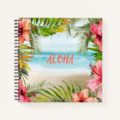 Carnet Aloha Hawaiian Tropical Beach Aquarelle Floral (Devant)