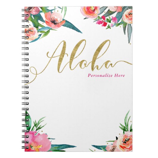 Carnet Aloha Tropical Été Floral Moderne Aquarelle (Devant)