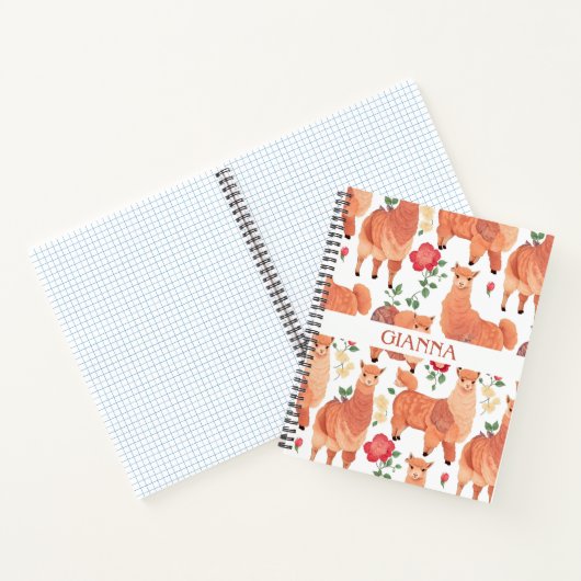 Carnet Alpaca aquarelle coloré Motif personnalisé (Intérieur)